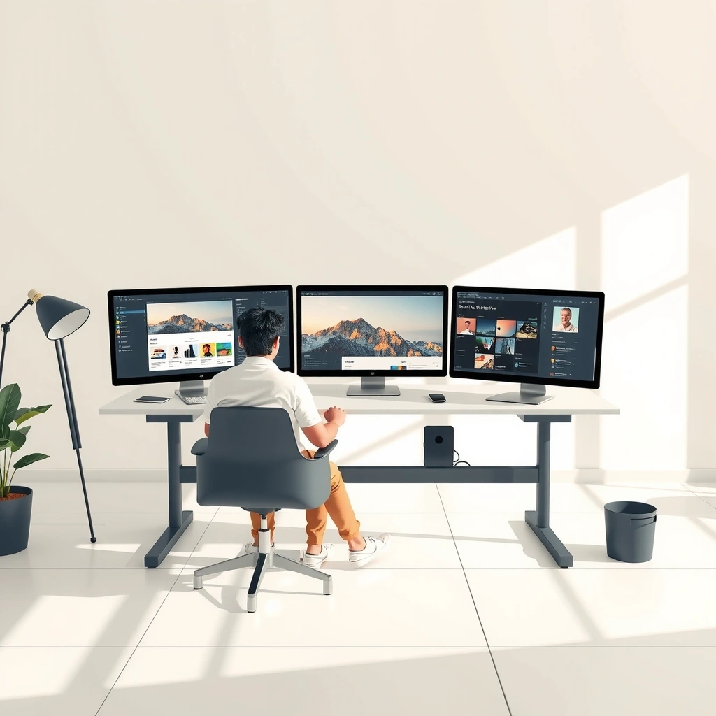 Creative workspace with modern design tools